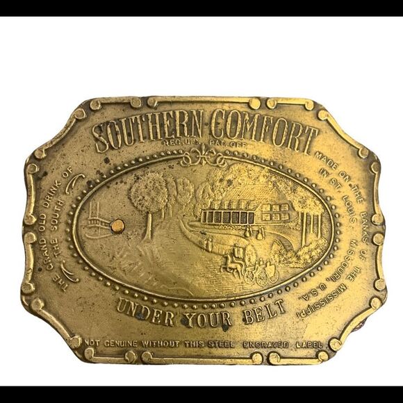 Southern Comfort Under Your Belt brass 1970’s vintage belt buckle collectors - Picture 6 of 6